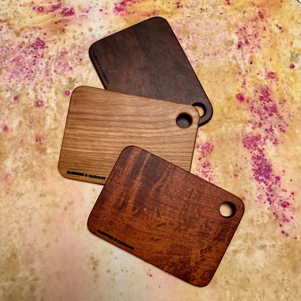 mini hardwood cutting boards - texas mesquite, white oak, walnut
