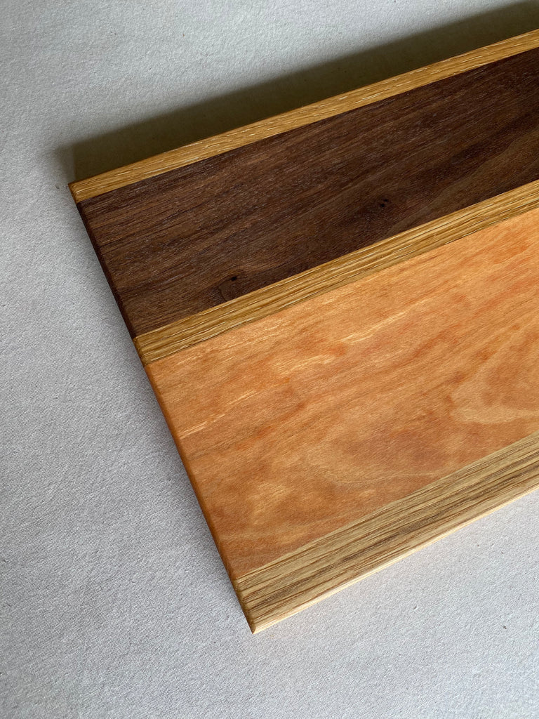 cherry walnut with white oak accents, bar board