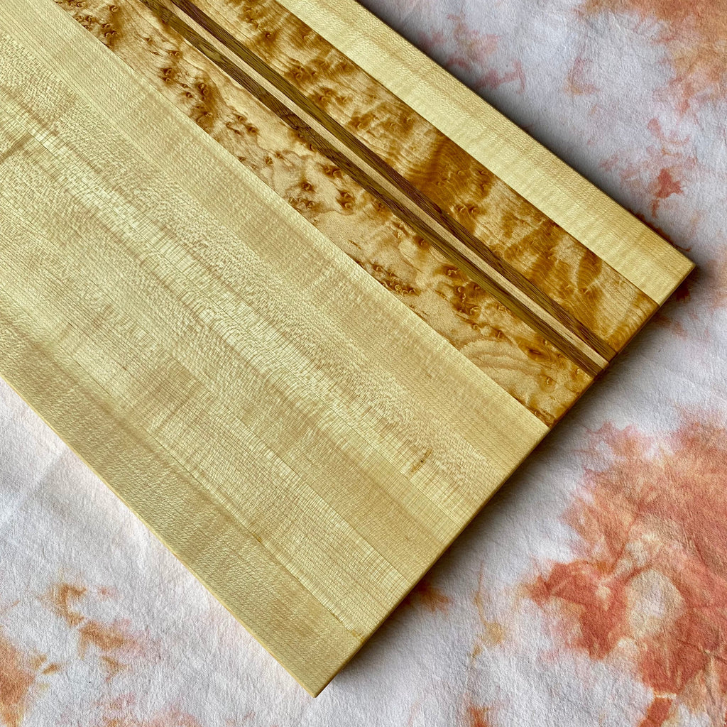 birdseye maple white oak accents hard maple edge grain hardwood cutting board