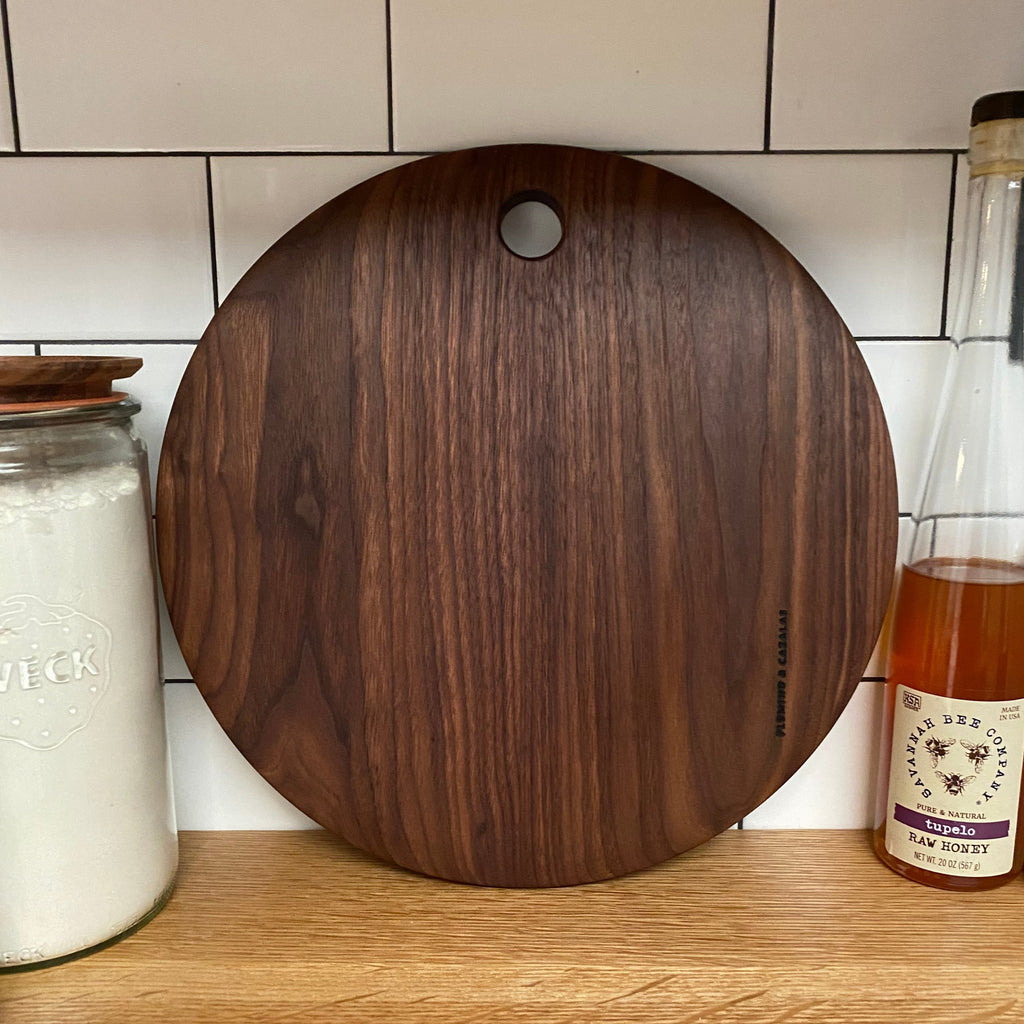 Black Walnut Minimal Round Serving or Charcuterie Board
